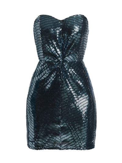 Shop Ramy Brook Women's Daya Sequined Strapless Minidress In Navy Disco Knit