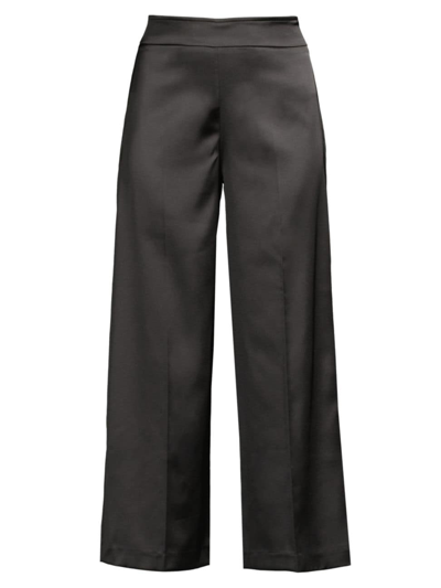 Shop Avenue Montaigne Women's Alex Satin Wide-leg Pants In Black