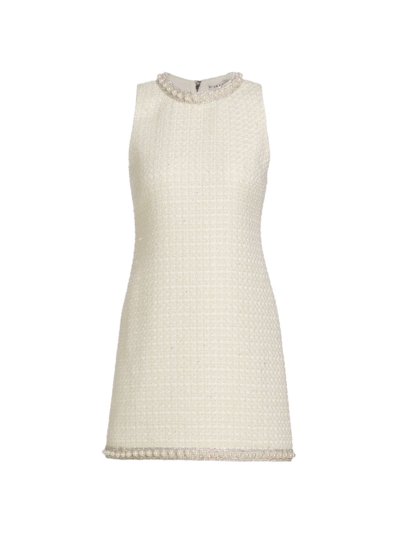 Shop Alice And Olivia Women's Coley Embellished Tweed Minidress In Off White
