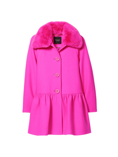 Shop Kate Spade Women's Mainline Wool-blend & Faux Fur Flounce Coat In Vivid Snapdragon