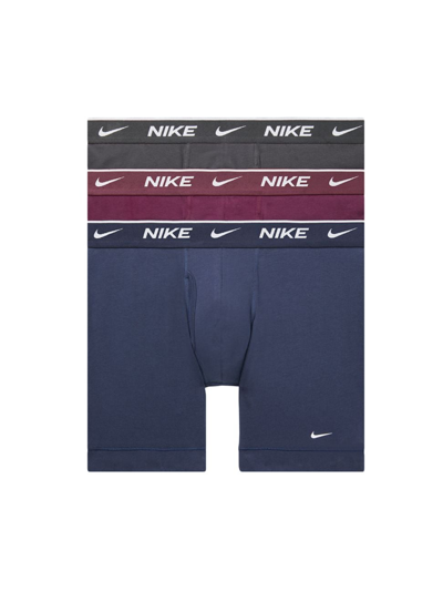 Shop Nike Men's 3-pack Dri-fit Essential Stretch Boxer Brief Set In Midnight Navy Maroon Grey