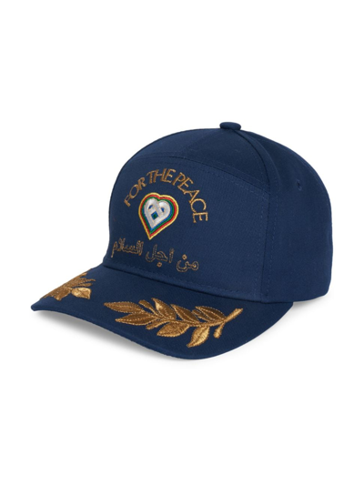 Shop Casablanca Men's For The Peace Embroidered Baseball Cap In Navy