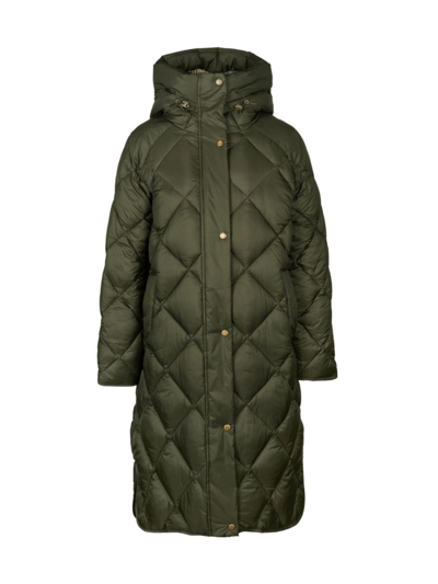 Shop Barbour Women's Sandyford Quilted Nylon Coat In Sage Dress