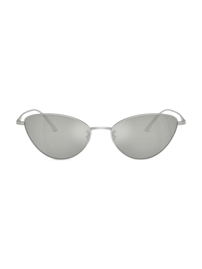Shop Khaite X Oliver Peoples Women's  1998c 56mm Cat Eye Sunglasses In Silver