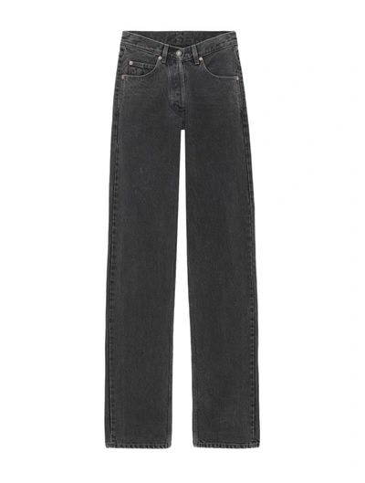 Shop Saint Laurent Wide And Long Jeans With V-waist In Black Denim From The 90s