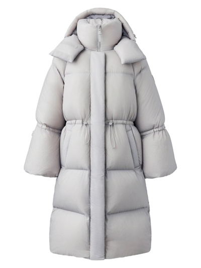 Shop Mackage Women's Lenzi Hooded Matte Shell Puffer Down Coat In Light Grey
