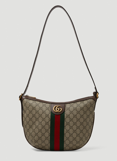 Shop Gucci Ophidia Supreme Shoulder Bag In Brown