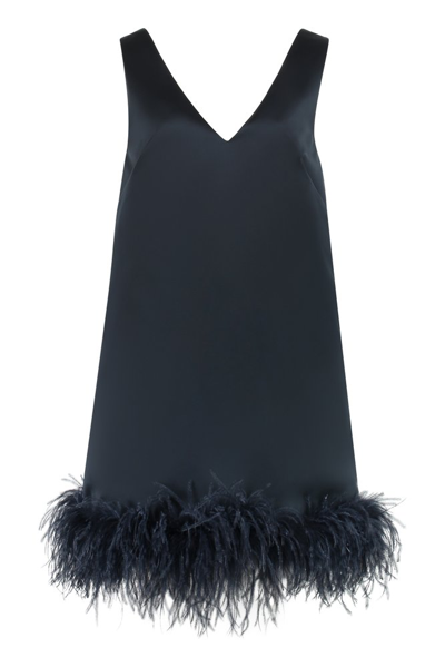 Shop P.a.r.o.s.h . Sleeveless Feather Dress In Black