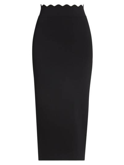 Shop A.l.c Women's Quincy Scallop Knit Midi-skirt In Black