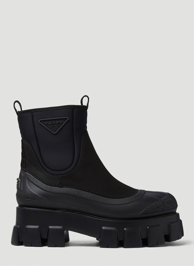 Shop Prada Monolith Duck Boots In Black