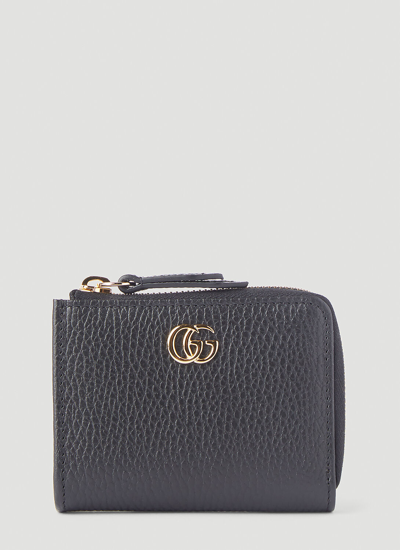 Shop Gucci Gg Marmont Small Zip Wallet In Black