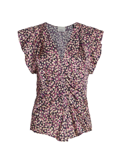 Shop Isabel Marant Women's Lonea Floral Silk-blend Top In Faded Night