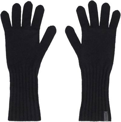 Shop Vince Logo Tag Knitted Gloves In Black