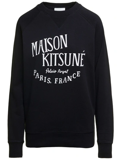 Shop Maison Kitsuné Palais Royal Crewneck Sweatshirt With Logo In Black Cotton