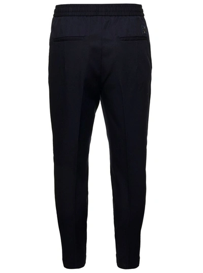 Shop Jacob Cohen Blue Pants With Drawstring And Logo Patch In Wool