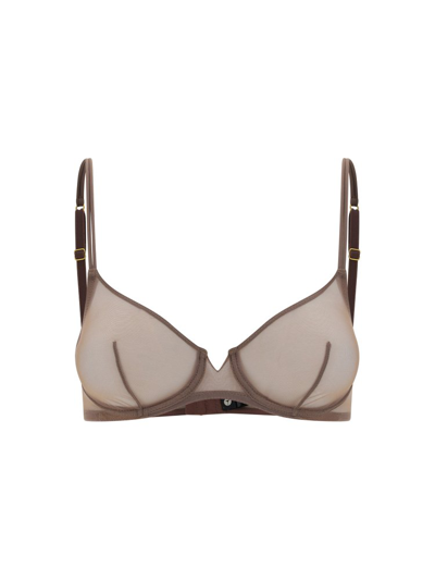 Shop Exilia Structured Cups Semi Sheer Bralette In Brown