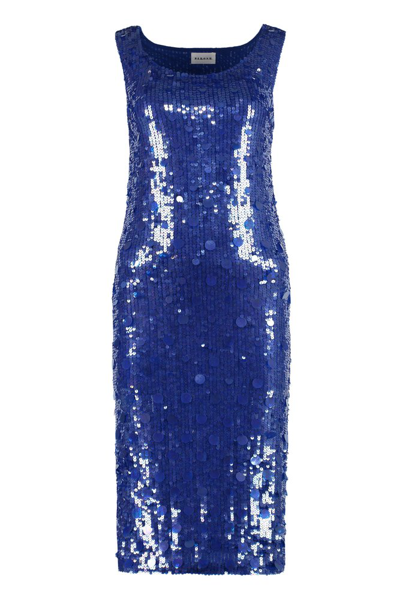 Shop P.a.r.o.s.h . Sequin Embellished Midi Dress In Blue