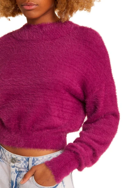 Shop Bp. Cozy Mock Neck Crop Sweater In Purple Magenta