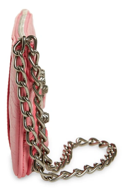 Shop Balenciaga Cagole Leather Wristlet Pouch In Sweet Pink