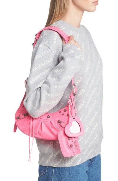 Balenciaga Extra Small Le Cagole Lambskin Shoulder Bag In Fluo Pink