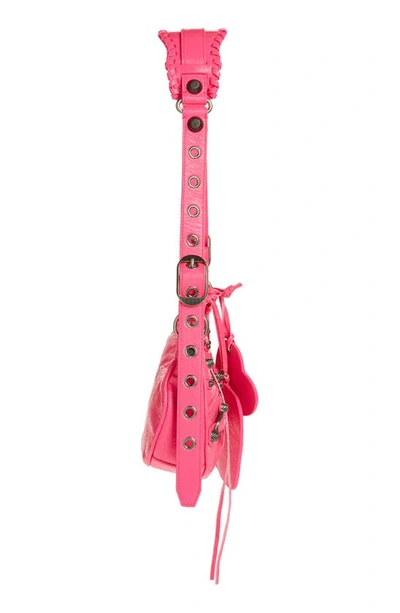 Balenciaga Extra Small Le Cagole Lambskin Shoulder Bag In Fluo Pink