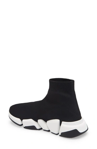 Balenciaga Speed 2.0 Logo-print Glittered Stretch-knit High-top Sneakers In Black/ White/ Black