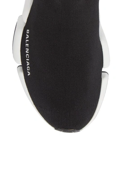 Balenciaga Speed 2.0 Logo-print Glittered Stretch-knit High-top Sneakers In Black/ White/ Black