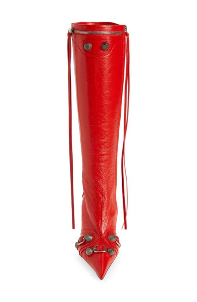 Shop Balenciaga Cagole Knee High Boot In Red