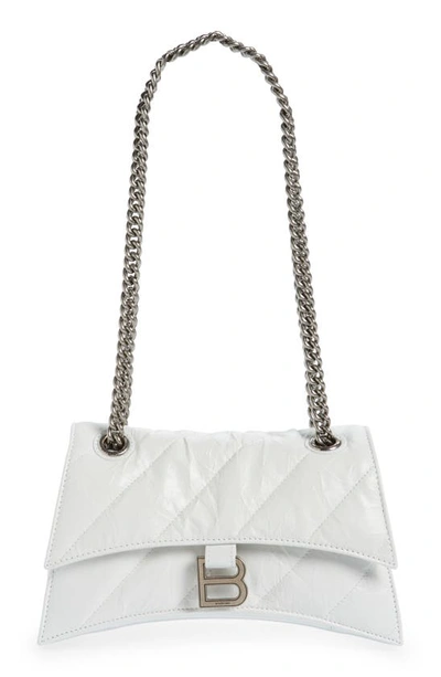 Shop Balenciaga Small Crush Quilted Leather Crossbody Bag In Optic White