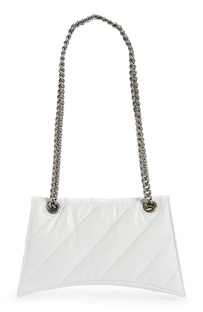 Shop Balenciaga Small Crush Quilted Leather Crossbody Bag In Optic White