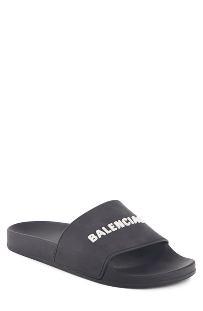 Balenciaga Pool Slide Slipper-mule In Black Polyuretan In Black