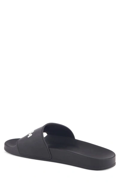 Shop Balenciaga Logo Slide Sandal In Black/ White/ White