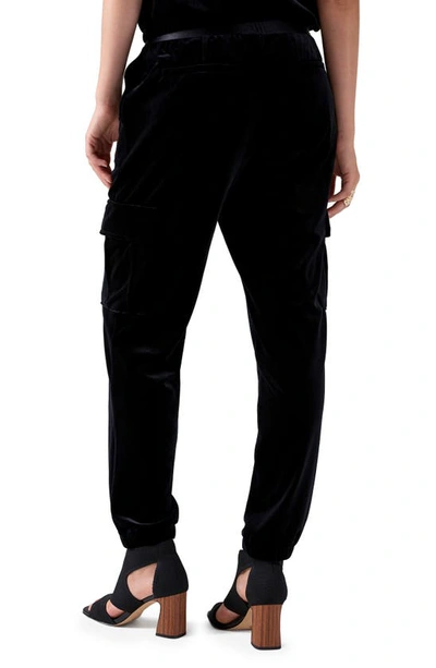 Shop Sanctuary The Fixer Velvet Cargo Joggers In Black