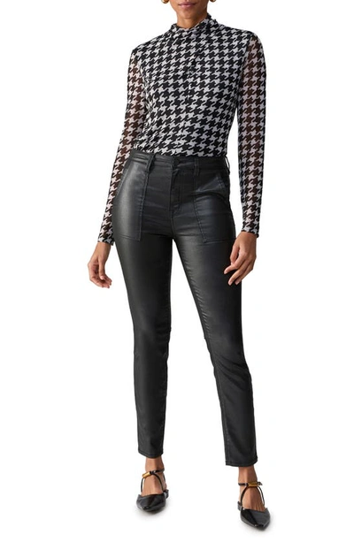 Shop Sanctuary Make A Statement Houndstooth Check Mesh Top In Pulse Hound
