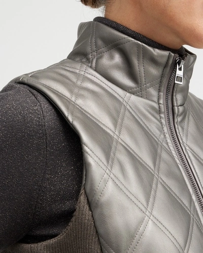 Shop Chico's Faux Leather Vest In Grey Size Xl |