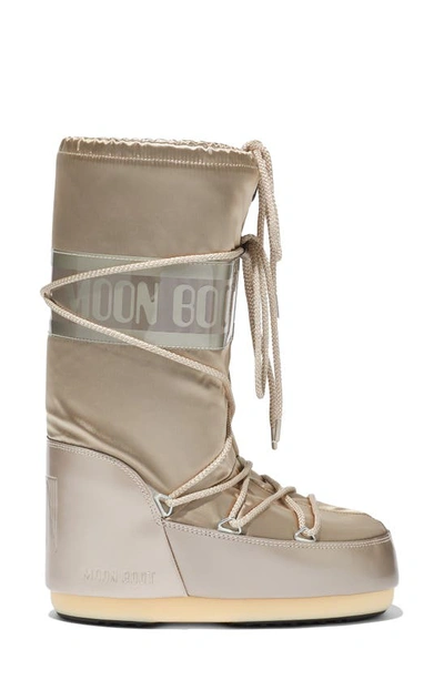 Moon Boot Moonboot Metallic Boots With Lace-up Design In Platinum