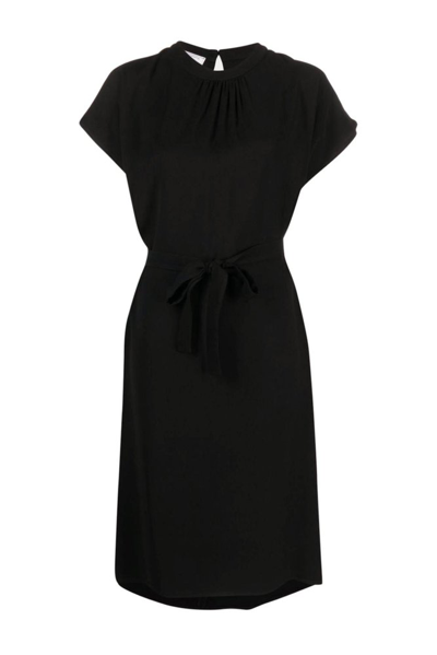 Shop Société Anonyme Ruched Detailed Crewneck Midi Dress In Black