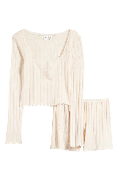 Bp. Pointelle Rib Short Pajamas In Ivory Cream