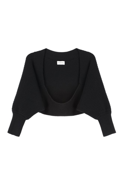 Shop P.a.r.o.s.h . Ribbed Knit Cropped Top In Black