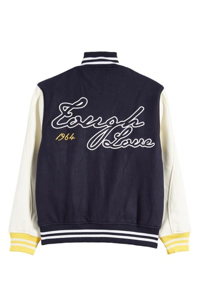 Shop Renowned Embroidered Varsity Jacket In Navy