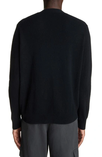 Shop Acne Studios Face Logo Wool Cardigan In Black