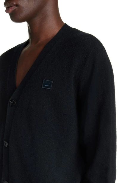 Shop Acne Studios Face Logo Wool Cardigan In Black