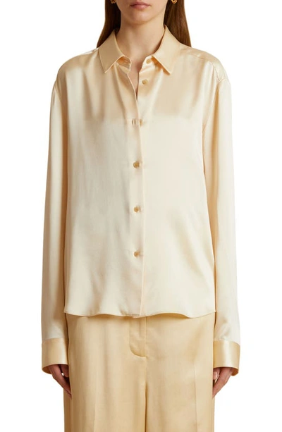 Shop Khaite Argo Button-up Silk Shirt In Ecru