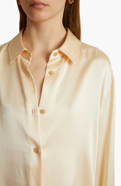 Shop Khaite Argo Button-up Silk Shirt In Ecru