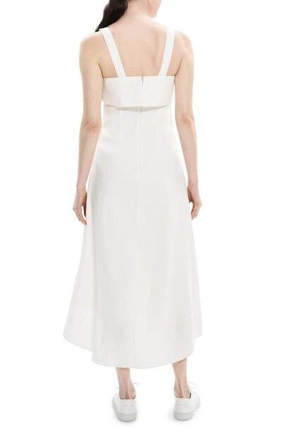 Shop Theory High-low Linen Blend Dress In White