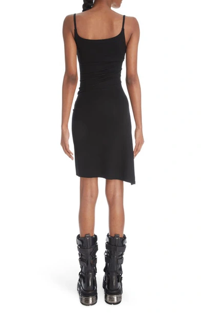 Shop Rabanne Side Ruched Asymmetric Jersey Dress In Black