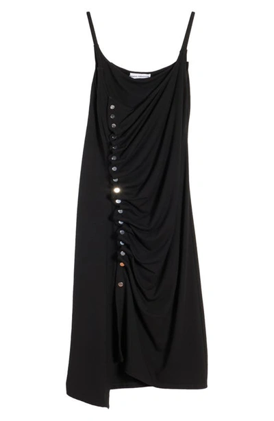Shop Rabanne Side Ruched Asymmetric Jersey Dress In Black