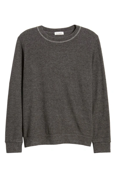 Shop Loveappella Crewneck Long Sleeve Top In Charcoal