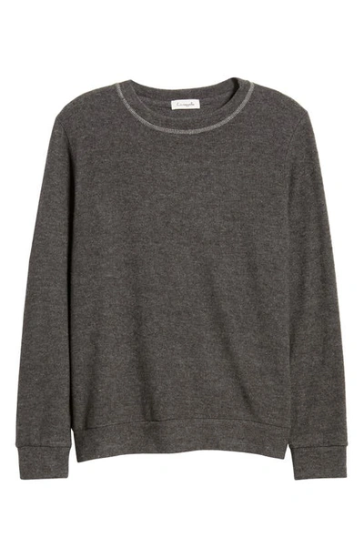 Loveappella Crewneck Long Sleeve Top In Charcoal