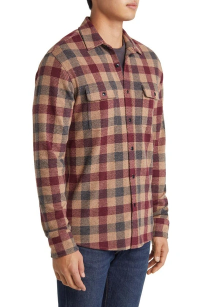 Shop Faherty Legend Plaid Brushed Knit Button-up Shirt In Sky Peak Buffalo